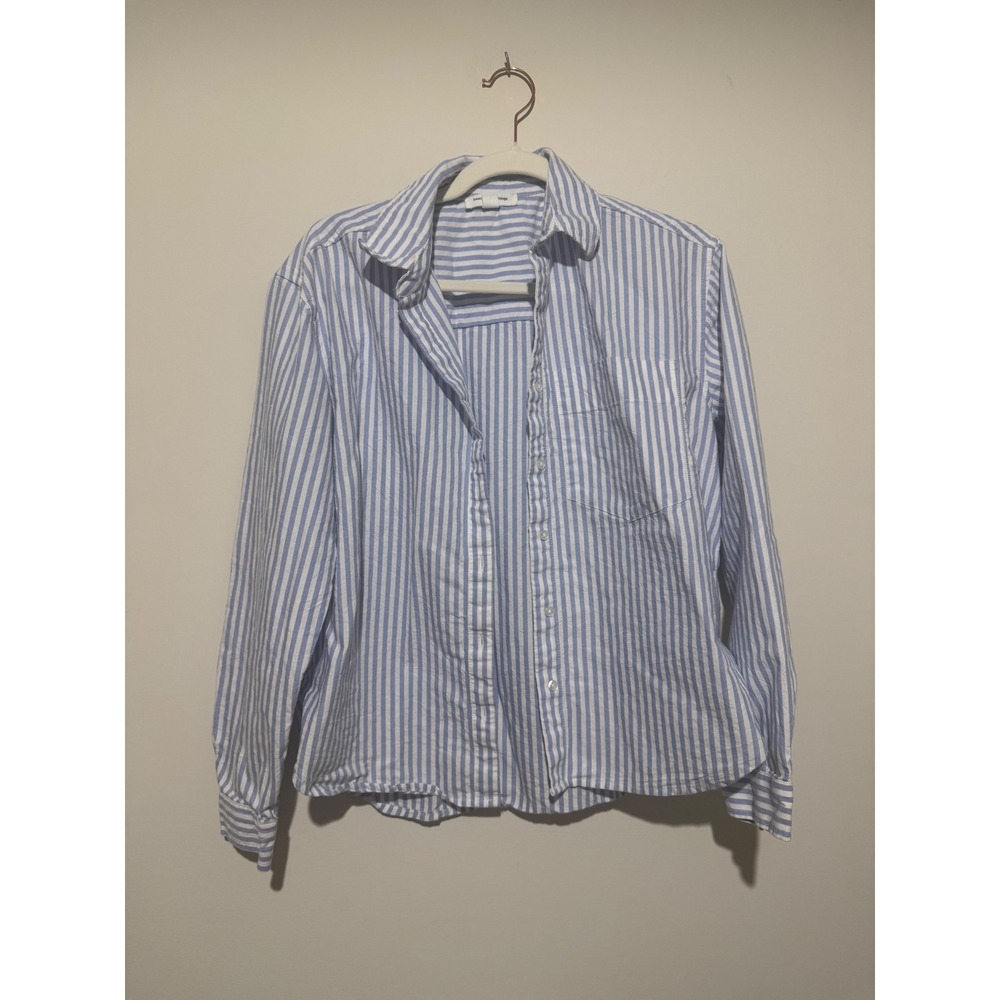 Beachlunchlounge Blue White Striped Cotton Button Down Shirt Small LTTS591
